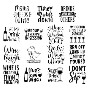 Ensemble Svg vin, Svg vin, Svg alcool, Svg verre à vin, Svg dictons vin drôles, Svg citation vin, Bundle Svg citations vin, Svg vin