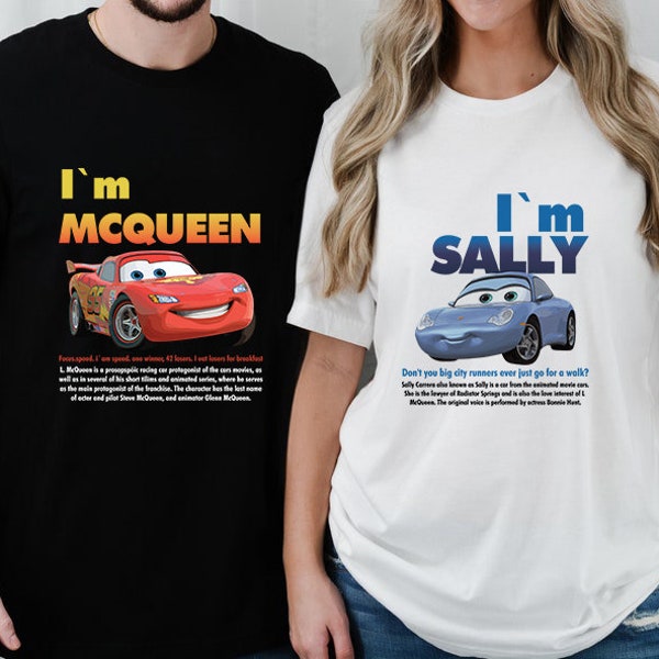 Cars Matching Shirt, L. Mcqueen and Sally Couple T-shirt, Im Lightning Sally Cars Shirt, Lightning Movie Kachow L. Mcqueen