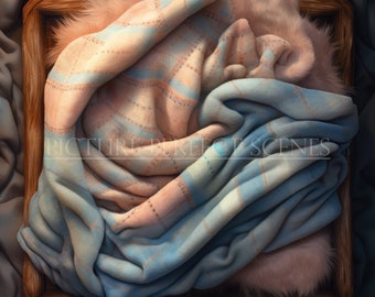 Newborn Digital Backdrop, Cozy Crate, Blanket Texture (PNG)