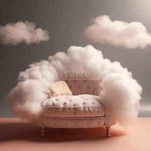 Newborn Cloud Sofa Digital Backdrop, Baby Photography (PNG)