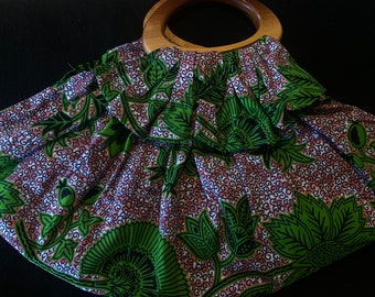 Green & Pink African Print Handbag