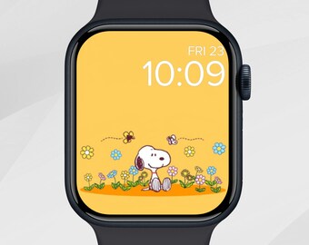 Summer Apple Watch Wallpaper, Bright Apple Watch Face, Animal Watch Face, Floral Apple Watch Background, Cute Cartoon Dog Aesthetic