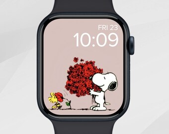 Valentine's Day Apple Watch Wallpaper, Love Heart Apple Watch Face, Love and Friendship Apple Watch Background, Cute Cartoon Dog Aesthetic