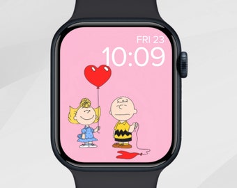 Valentine's Day Apple Watch Wallpaper, Love Heart Apple Watch Face, Love and Friendship Apple Watch Background, Cute Cartoon Dog Aesthetic