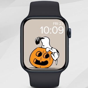 Pumpkin Apple Watch Wallpaper, Halloween Apple Watch Face, Fall Autumn Apple Watch Background, Cartoon Dog Comic Apple Watch Custom Screen