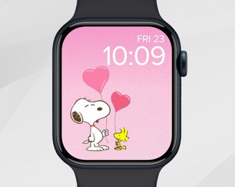 Valentine's Day Apple Watch Wallpaper, Love Heart Apple Watch Face, Heart Shaped Balloon Apple Watch Background, Cute Cartoon Dog Aesthetic