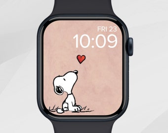 Valentine's Day Apple Watch Wallpaper, Love Heart Apple Watch Face, Dog in Love Apple Watch Background, Cute Cartoon Dog Aesthetic