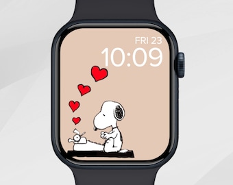 Valentine's Day Apple Watch Wallpaper, Love Heart Apple Watch Face, Love and Friendship Apple Watch Background, Cute Cartoon Dog Aesthetic