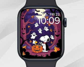 Halloween Apple Watch Wallpaper, Pumpkin Apple Watch Face, Fall Autumn Apple Watch Background, Cartoon Dog Comic Apple Watch Custom Screen