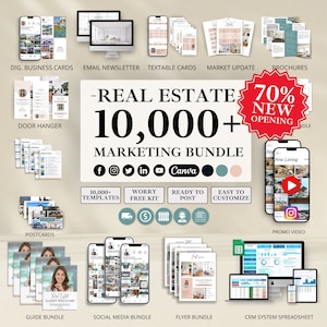 MEGA PAQUETE 2024: Kit de herramientas de marketing para agentes inmobiliarios, Bienes raíces, Tarjetas de texto, Canva de bienes raíces, Instagram de bienes raíces, Hoja de cálculo de bienes raíces,