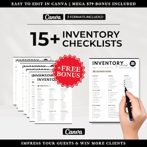 2025 AIRBNB INVENTORY Checklist Bundle, Airbnb Templates, AirBnB Inventory Checklist, AirBnB Canva, AirBnB Printable, AirBnB Downloads
