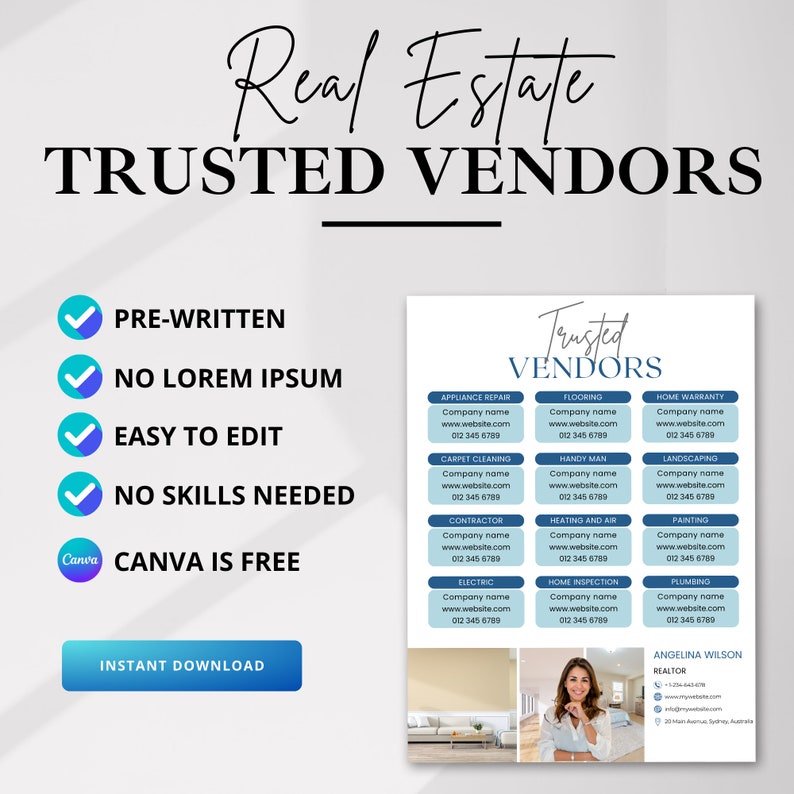 Trusted Vendor, Vendor Template, Real Estate Agent, Realtor Referrals Trusted Vendor, Vendor Template, Real Estate Agent, Realtor Referrals