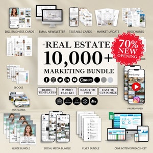 Lot marketing immobilier 2024, Mega Real Estate Bundle, Lot de modèles Canva, Real Estate Canva, Instagram immobilier, feuille de calcul