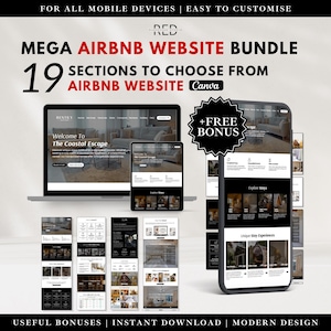 MEGA AIRBNB WEBSITE Template Kit for Canva, Rental Website Template, One Page Short Term Rental Website Template, Vrbo Website Template