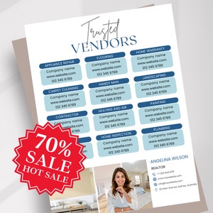 trusted vendor, vendor template, real estate agent, realtor referrals, preferred vendors, home buyer guide, marketing template, home buyer