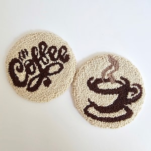 Punch Needle coasters, Coffee lovers gift, Coffee coasters, punch needle art