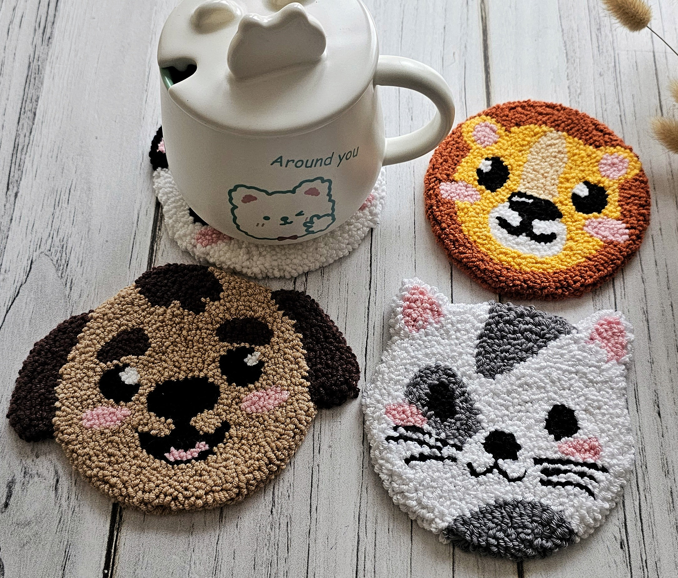 Mug Rug Pattern, Punch Needle Coasters Pdf Pattern, Heart Coaster