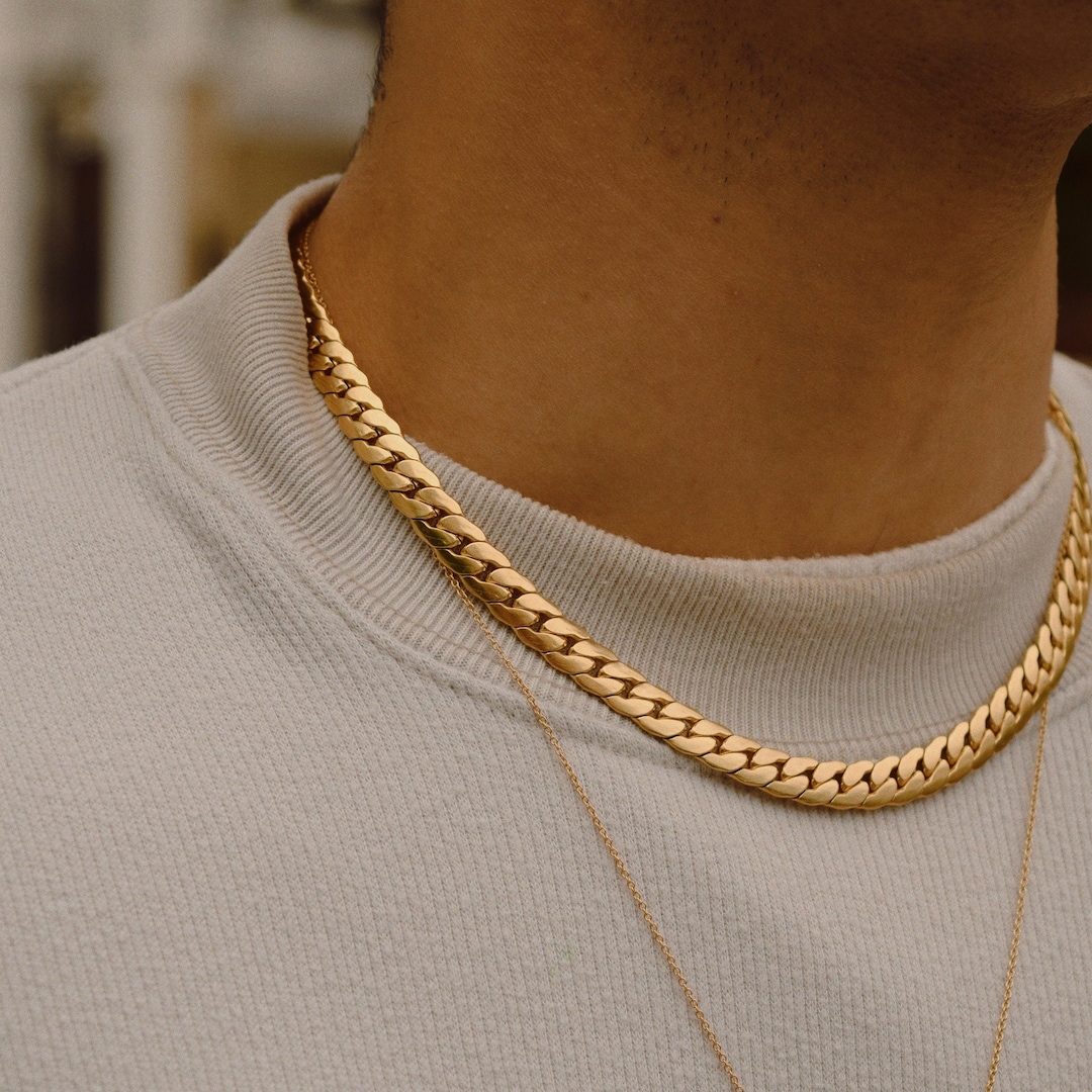 Collar Chain 18K Gold Cuban Chain 316L Stainless Steel Gold Etsy