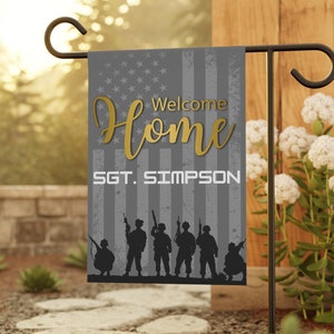 Personalized Welcome Home Soldier Garden & House Banner