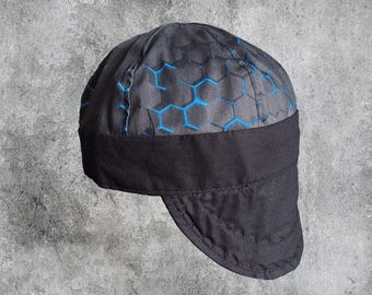 HEXAGONS Welding Welder Cap Hood Headwear Gear Ornament Dad Boyfriend Fathers Day  Metalworker Metal Biker  Biker Caps