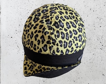 Reversible Welding Cap: Leopard Print, Cotton Welder Cap