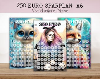 €250 Savings Plan A6 – 52-Week Challenge | Shopping Girl, Cat & Baby Highland Cow | Budget Year Challenge