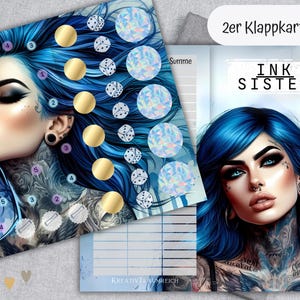 INK SISTER Klappkarte würfeln, rubbeln, abstreichen, losen - Challenge für A6 Zipperhüllen im Budget Binder / Mix Challenge Tattoo Girl