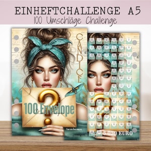 CANDICE 100 ENVELOPE Challenge  zum einheften für A5 Budget Binder / auch als Mini Challenge erhältlich / 100 Umschläge Challenge