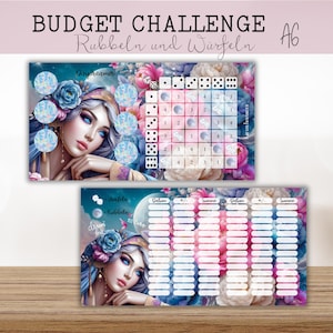 DAYDREAMER Bingo mit Rubbelfeldern - Würfelchallenge passend für A6 Zipperhüllen / Bingo Würfeln und Rubbeln / Tracker auf der Rückseite