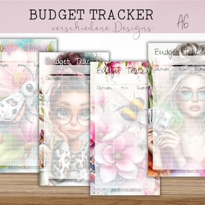 BUDGET TRACKER A6 in 4 verschiedenen Designs / Finanzplaner Einlage für A6 Budget Binder / Ausgaben Tracker / Sparplaner Zubehör