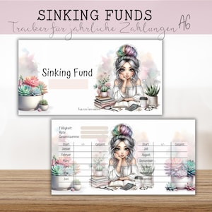 PLANER GIRL Sinking Funds Tracker A6 - Budget Tracker für jährliche Zahlungen / passend für A6 Zipperhüllen / beidseitig bedruckt Boho
