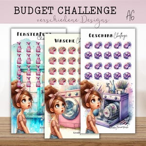 HAUSHALT Challenges A6 in verschiedenen Designs - Spare für deine Hausarbeit wie Wäsche, Geschirr oder Fensterputz
