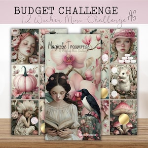MAGISCHE TRAUMREISE 12 Wochen Mini-Challenge für A6 Zipperhüllen / beidseitig bedruckt + Dashboard mit Tracker / rubbeln, würfeln, Tombola