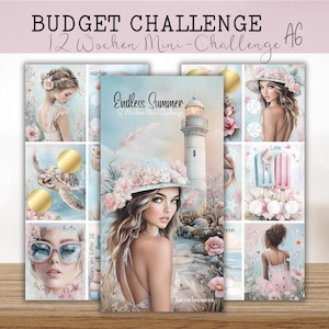 ENDLESS SUMMER 12 Wochen Mini-Challenge für A6 Zipperhüllen / beidseitig bedruckt + Dashboard mit Tracker / rubbeln, würfeln, Tombola