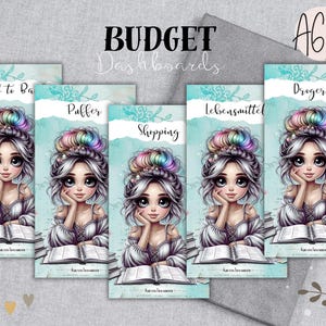 BUDGET PLANER GIRL Dashboard A6/A7 - passend für A6 oder A7 Zipperhüllen / 36 Kategorien + Personalisierung / Umschlagmethode sparen