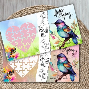 HELLO SPRING - Würfelchallenge für A6 Zipperhülle / Sparspiel Budgetplaner / Budget Tracker auf der Rückseite / Geld sparen Umschlagmethode