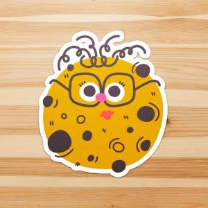Cookie Sticker, Cute Kawaii Cookie Vinyl Sticker with Glasses for Journals, Laptops, Planners, Scrapbooks & Tech, Journals, Water Bottles