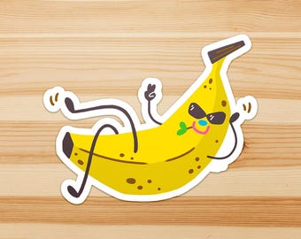 Funny Banana Sticker | Cute Kawaii Fruit Vinyl Decal for Journals, Water Bottle, Laptop, Phone Cases