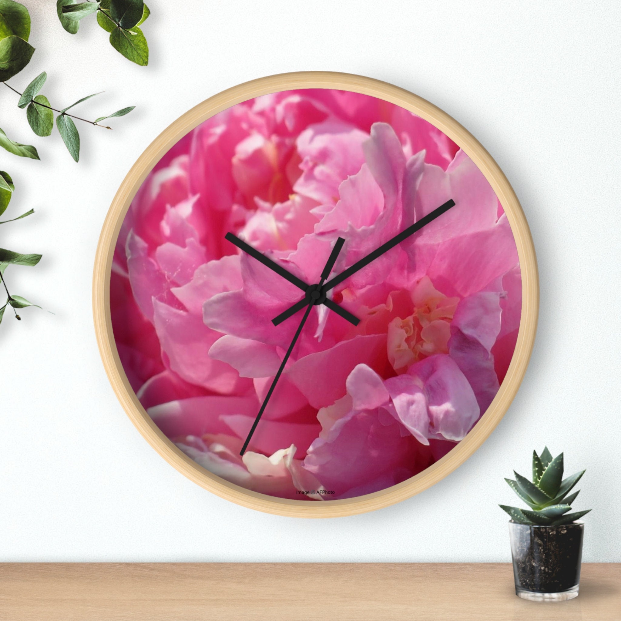 Pink Peony Wall Clock 