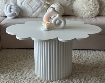 Table basse en forme de nuage, table basse funky, table basse originale, table basse blanche