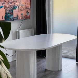 Oval Dining Table | Fluted Dining Table | Dining Table With Fluted Pedestal Bases | Made to ...