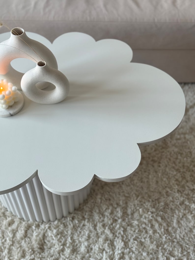 Cloud-shaped coffee table, funky coffee table, quirky coffee table, white coffee table zdjęcie 3