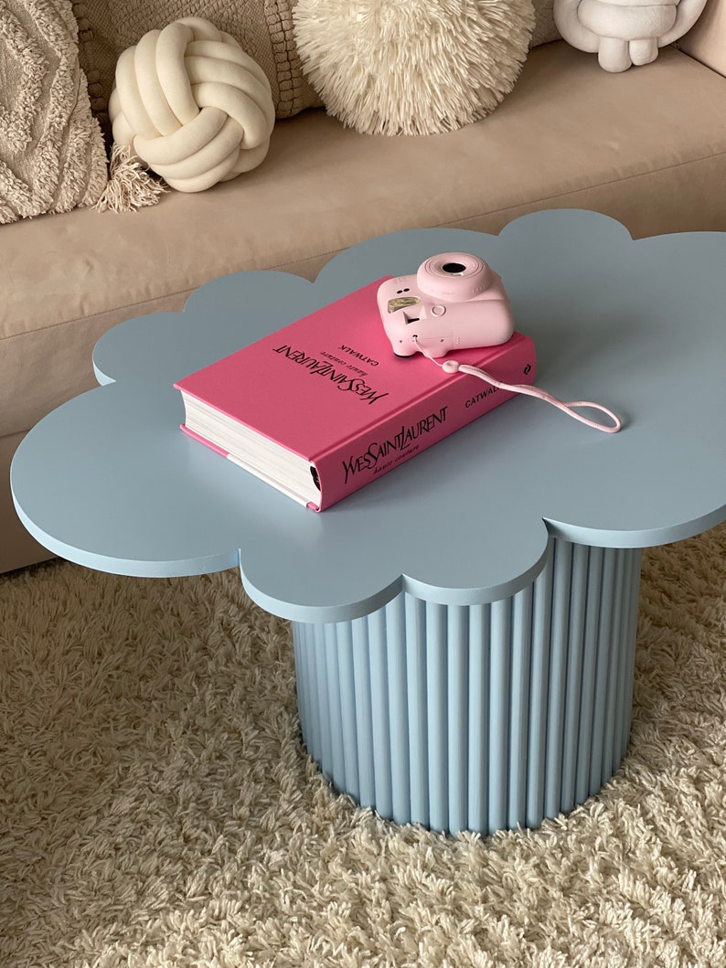 Coffee table Funky table Fluted legs table Round leg table Cloud-shaped table image 1