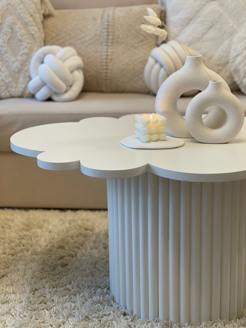 Cloud-shaped coffee table, funky coffee table, quirky coffee table, white coffee table zdjęcie 5