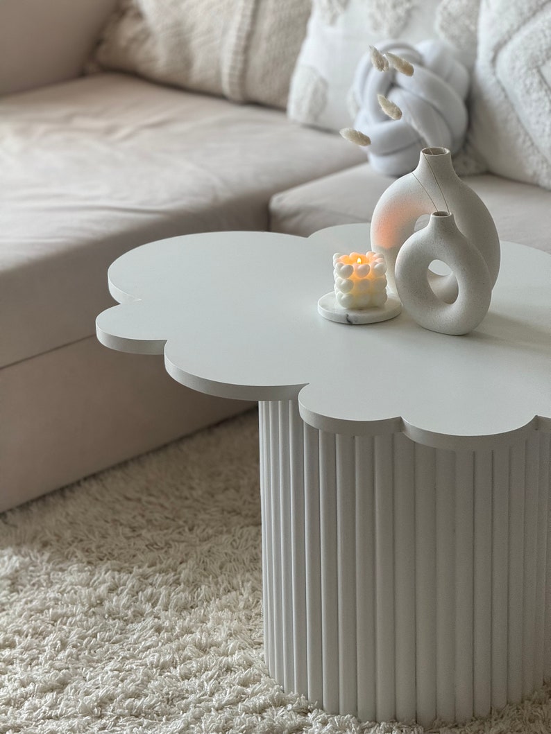 Cloud-shaped coffee table, funky coffee table, quirky coffee table, white coffee table zdjęcie 4