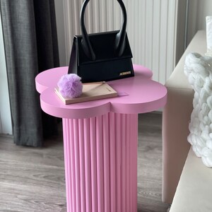 Side Table Fluted Side Table Round Fluted Table Flower Stand Small Pedestal Bedside Table image 1