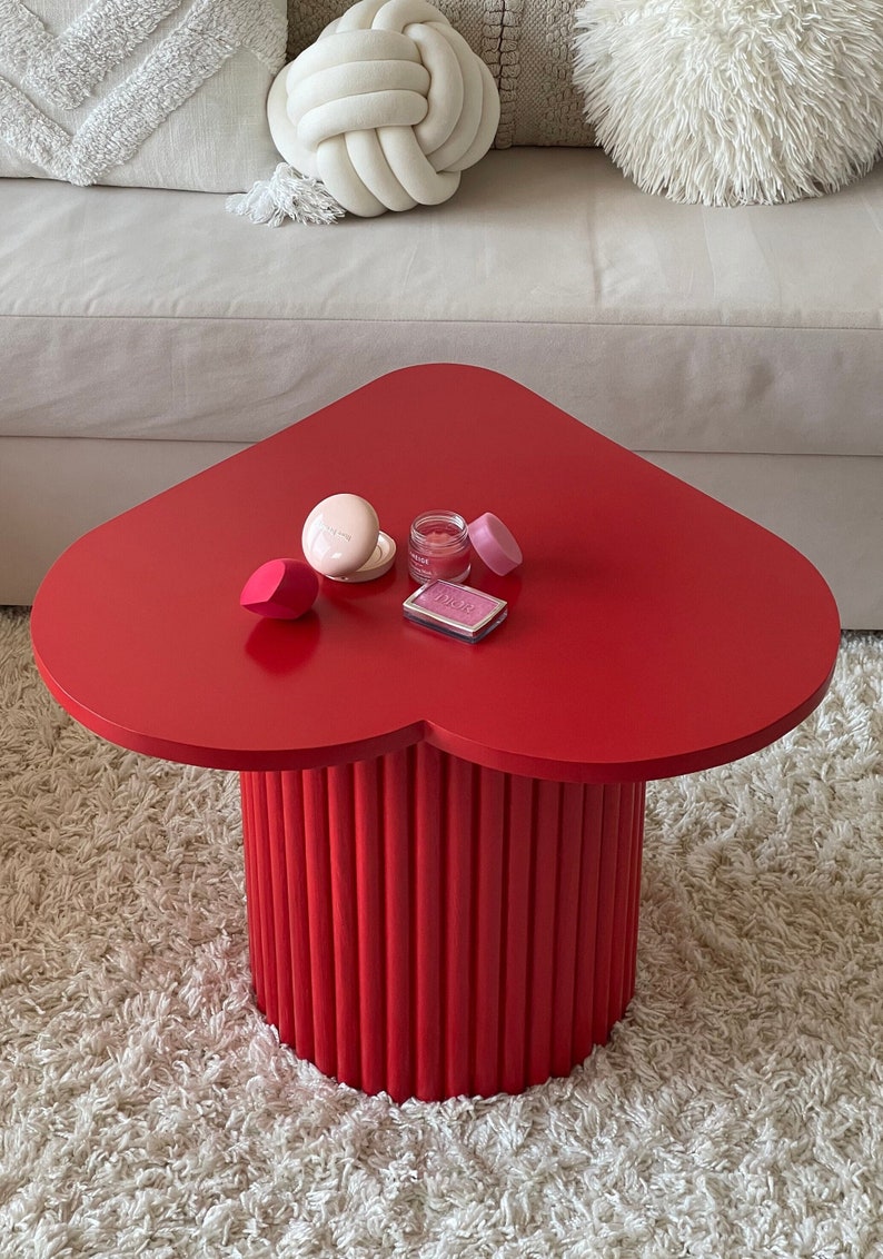 Side table, funky coffee table, tea table, bedside table, fluted legs table, round leg table image 1