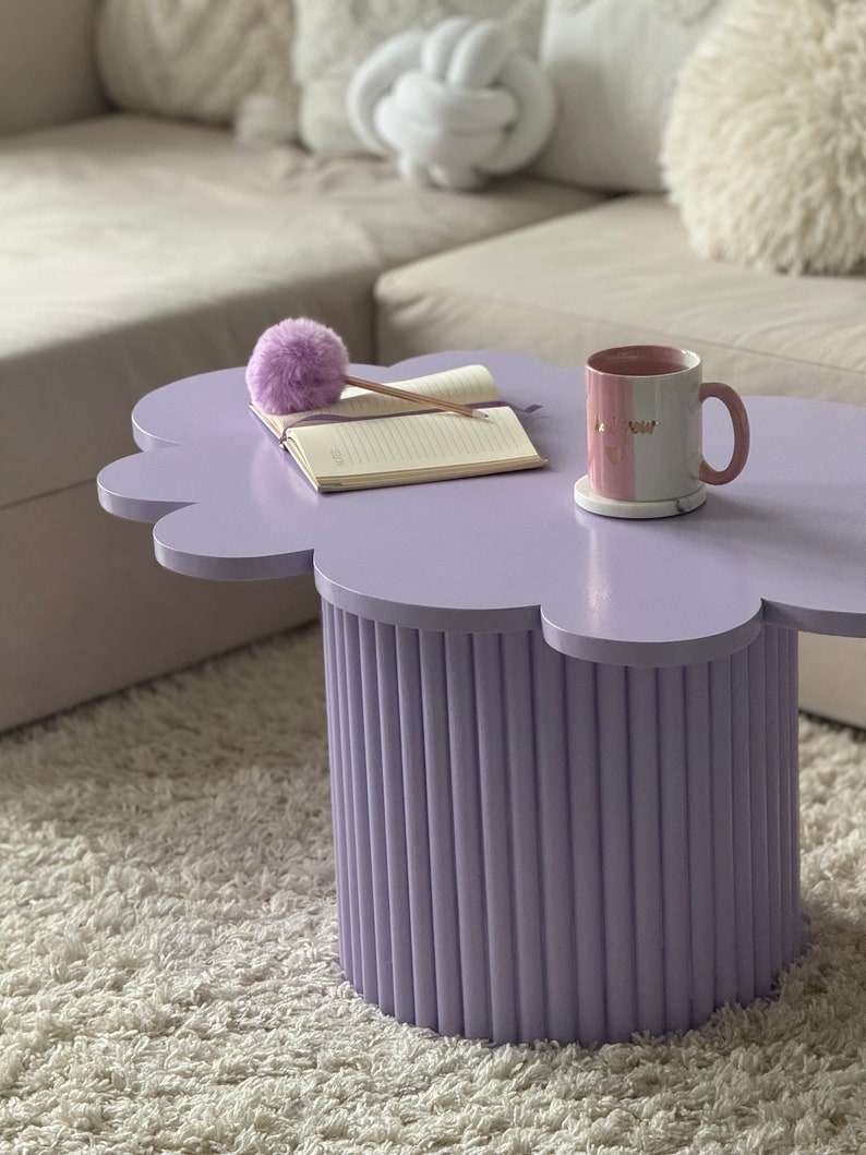 Table basse Table originale Table pieds cannelés Table en forme de nuage Tableau coloré Jolie table basse image 1