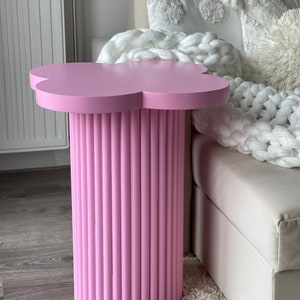 Side Table Fluted Side Table Round Fluted Table Flower Stand Small Pedestal Bedside Table image 5