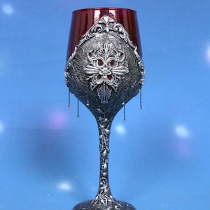 Resident Evil Village   Handmade Decoration   Decorated Wine Glass   Keepsake   Vampire Wine Glass   Vampire Goblet   Gamer Gift